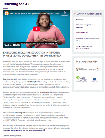 2025 Teaching for All South Africa website